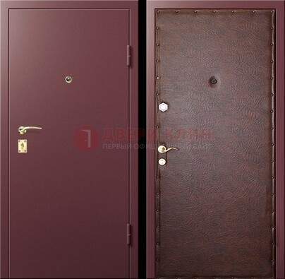 Бордовая железная дверь с нитроэмалью ДН-1 в Голицино