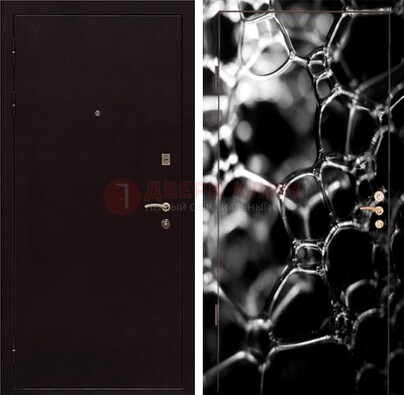 Черная стальная дверь с порошковым окрасом с фотопечатью ДП-158 в Голицино
