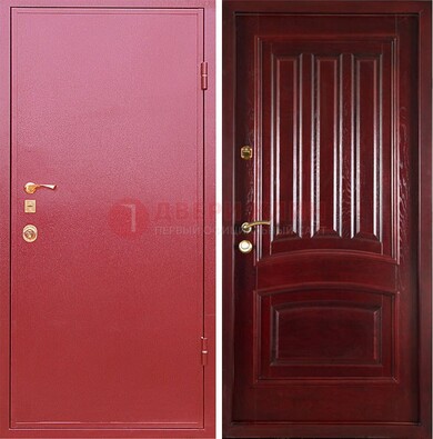 Красная металлическая дверь с порошковым напылением ДП-165 в Голицино