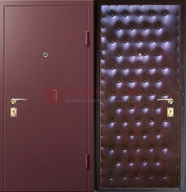 Бордовая железная дверь с порошковым напылением ДП-177 в Голицино