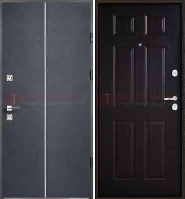 Железная дверь с порошковым покрытием и отделкой Темный орех внутри ДП-211 в Голицино