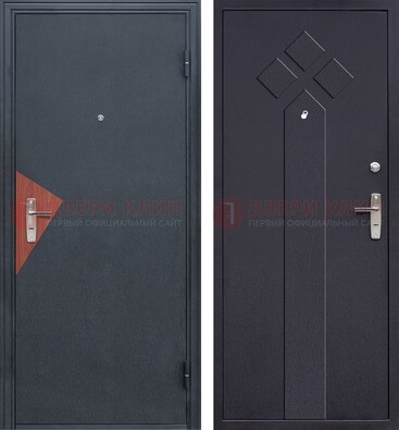 Черная входная дверь с порошковым напылением и узором внутри ДП-241 в Голицино