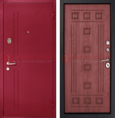 Красная железная дверь с порошковым напылением ДП-242 в Голицино