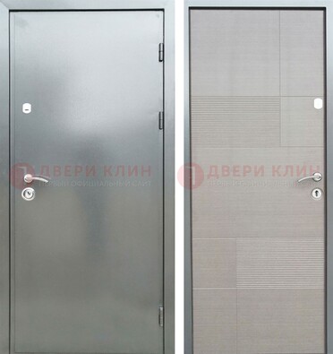 Металлическая серая дверь с порошковым покрытием и серым МДФ внутри ДП-250 в Голицино