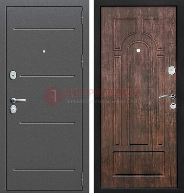 Железная дверь Антик серебро с порошковым напылением и МДФ Тисненый орех ДП-260 в Голицино