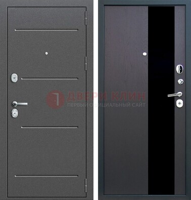 Серая металлическая дверь с порошковым напылением и МДФ со стеклом ДП-262 в Голицино