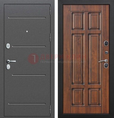 Стальная дверь с порошковым покрытием Антик серебро и филенчатой МДФ ДП-267 в Голицино