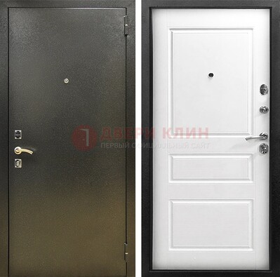 Входная дверь Темное серебро с порошковым напылением и белой МДФ ДП-272 в Ярославле