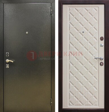 Темно-серая железная дверь с порошковым покрытием и филенчатой МДФ ДП-289 в Голицино