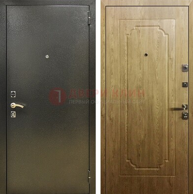 Темно-серая входная дверь с порошковым покрытием и МДФ Золотой дуб ДП-291 в Голицино