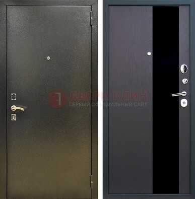 Входная темная дверь с порошковым покрытием и МДФ со стеклом ДП-294 в Голицино