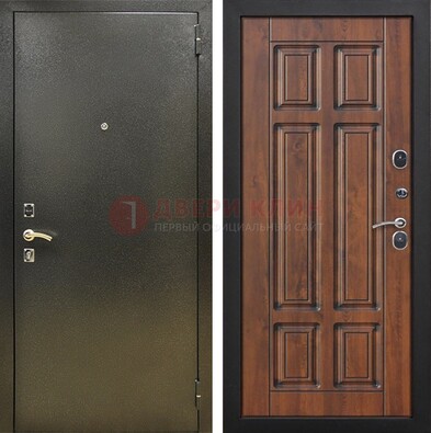 Металлическая входная темная дверь с порошковым напылением и МДФ ДП-299 в Голицино
