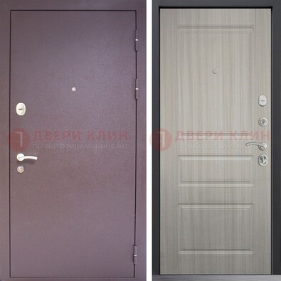 Темная стальная дверь с порошковым окрасом и МДФ ДП-310 в Голицино