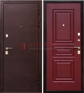 Бордовая входная дверь с порошковым окрасом ДП-36 в Голицино