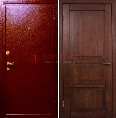 Красная железная дверь с порошковым окрасом ДП-58 в Сургуте