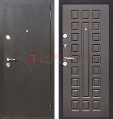 Коричневая железная дверь с порошковым окрасом ДП-63 в Голицино