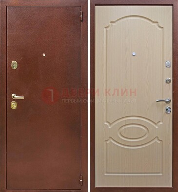 Коричневая металлическая дверь с порошковым окрасом ДП-76 в Волхове