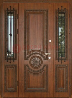 Парадная распашная стальная дверь Винорит со стеклом ДПР-106 в Голицино
