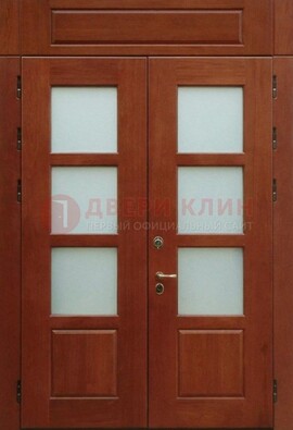 Металлическая парадная дверь со стеклом ДПР-69 для загородного дома в Голицино