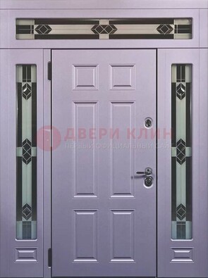 Филенчатая железная парадная дверь с фрамугами ДПР-82 в Голицино