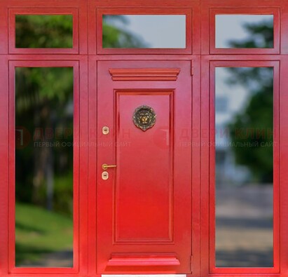 Красная парадная дверь для частного дома ДПР-88 в Голицино