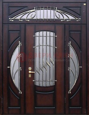 Парадная дверь со стеклянными вставками и ковкой ДПР-9 для улицы в Голицино