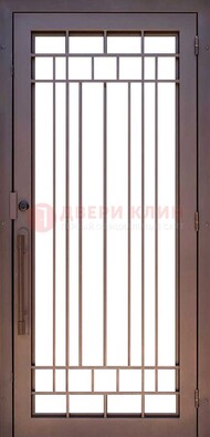 Стальная решетчатая дверь в коричневом цвете ДР-12 в Голицино