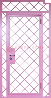 Розовая металлическая решетчатая дверь ДР-15 в Голицино