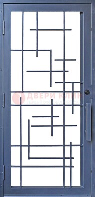 Современная железная решетчатая дверь синяя ДР-31 в Голицино