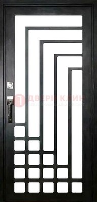 Черная стальная решетчатая дверь в современном стиле ДР-43 в Голицино