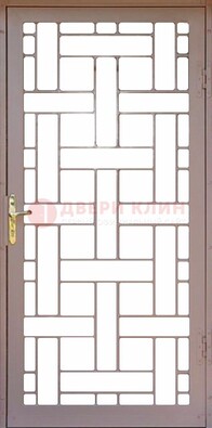 Коричневая металлическая решетчатая дверь для дома ДР-47 в Голицино