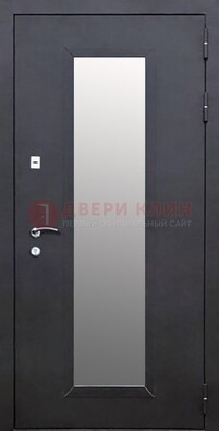 Черная стальная дверь порошок со стеклом ДС-33 в Голицино