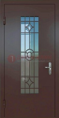 Входная металлическая дверь со стеклом для дома ДС-6 в Голицино