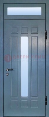 Серая металлическая дверь со стеклом ДС-70 в Голицино