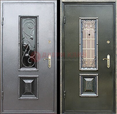 Звукоизоляционная металлическая дверь со стеклом и ковкой ДСК-12 в Зеленограде
