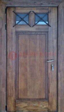 Металлическая дверь с Виноритом со стеклом и ковкой под старину ДСК-209 в Голицино