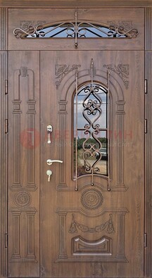 Распашная стальная дверь Винорит со стеклом и ковкой ДСК-232 в Голицино