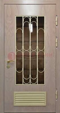 Железная дверь Винорит со стеклом и ковкой с решеткой ДСК-265 в Голицино