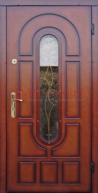 Яркая металлическая дверь Винорит со стеклом и ковкой ДСК-268 в Голицино