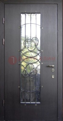 Остекленная стальная дверь с ковкой ДСК-26 в Голицино