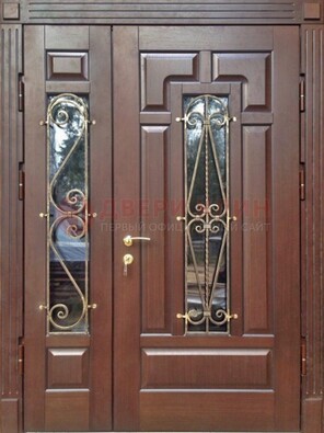 Стальная распашная дверь Винорит стекло и ковка ДСК-274 в Голицино