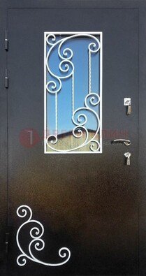 Входная дверь Порошок со стеклом и ковкой ДСК-278 в Голицино