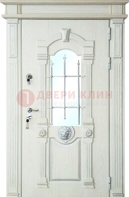 Герметичная входная дверь со стеклом и ковкой с украшением ДСК-64 в Голицино