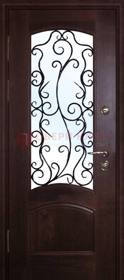 Металлическая дверь со стеклом и ковкой ДСК-6 в квартиру в Краснодаре