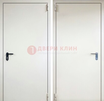 Белая железная техническая дверь ДТ-16 в Голицино