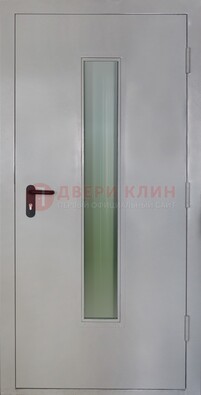 Белая металлическая техническая дверь со стеклянной вставкой ДТ-2 в Голицино