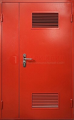 Красная железная техническая дверь с вентиляционными решетками ДТ-4 в Голицино