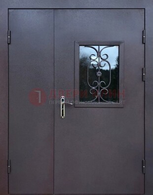 Тамбурная дверь Порошок со стеклом и ковкой ДТМ-48 в Голицино
