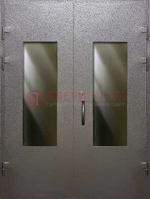 Серая тамбурная дверь со стеклянными вставками ДТМ-8 в Голицино