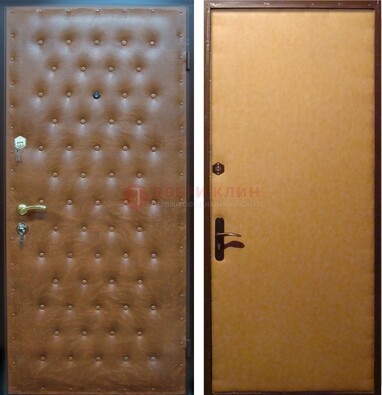 Желтая железная дверь с винилискожей ДВ-2 в Голицино